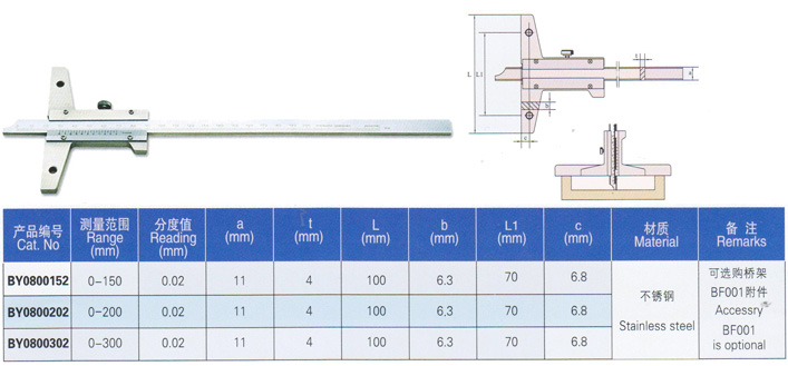 游標(biāo)深度卡尺