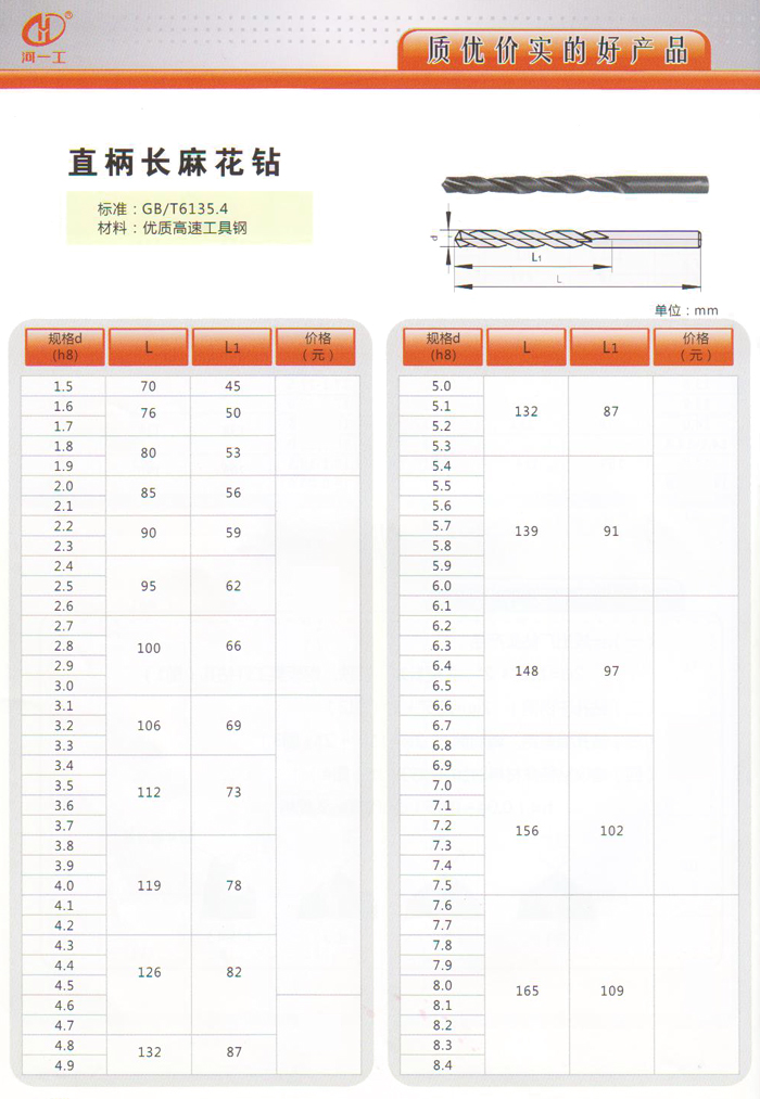 直柄長(zhǎng)麻花鉆